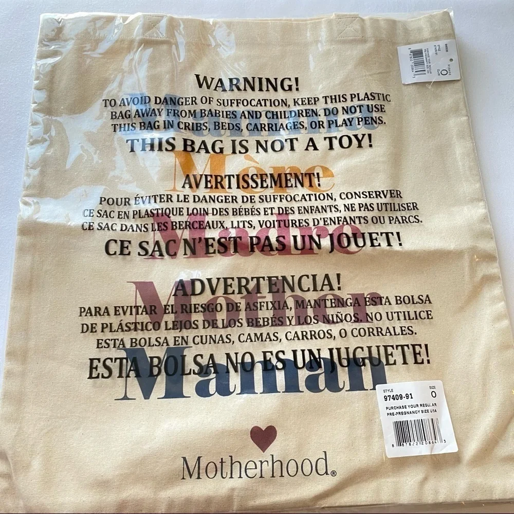 Motherhood Maternity Momma Mère/ Madre/ Mother/ Maman Tote Bag New With Tag
